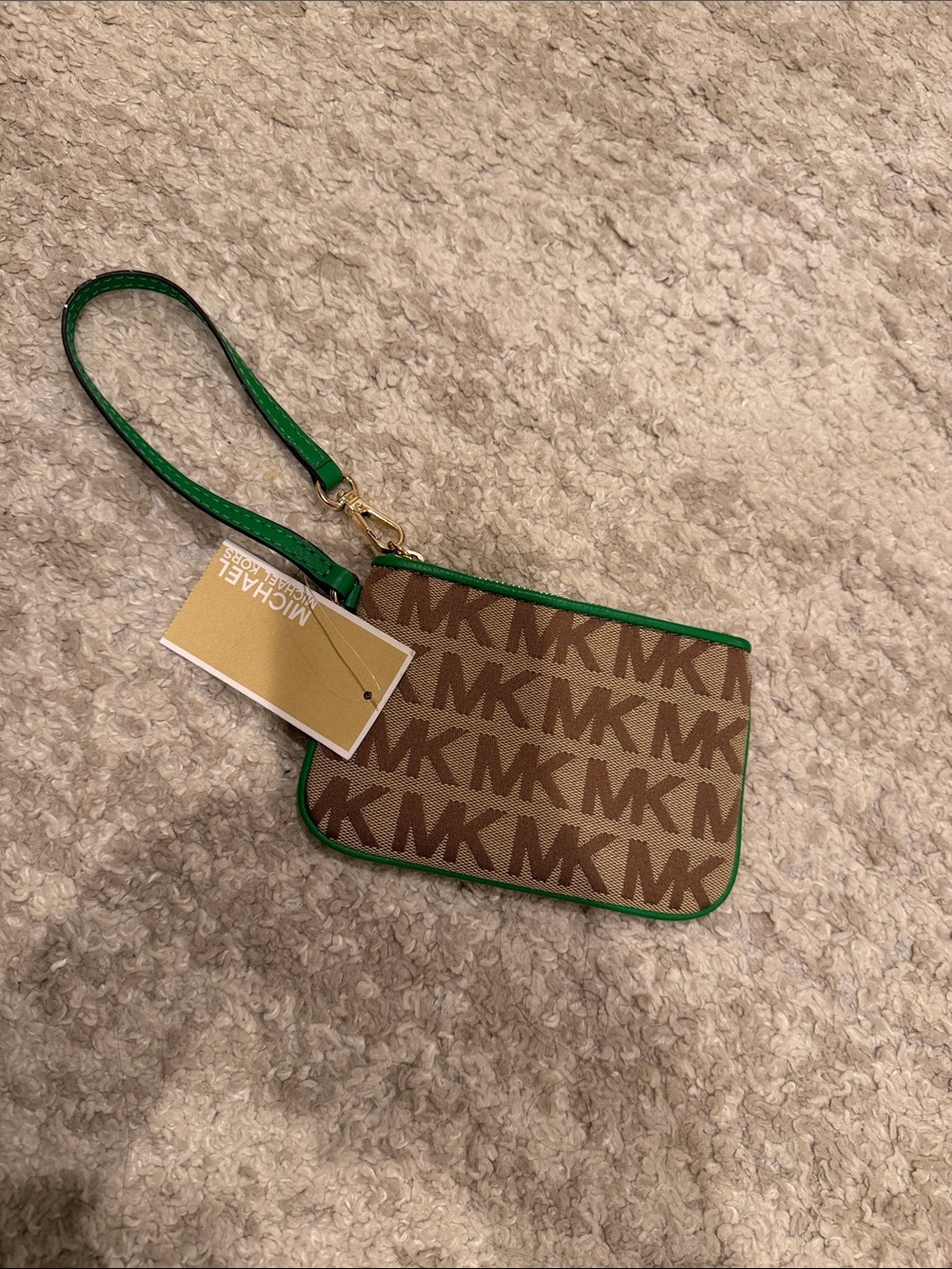 New Michael Kors Tan and Green Logo
Wristlet - Picture 4 of 11